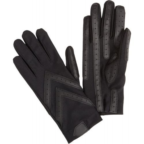  ISOTONER isotoner Women’s Spandex Stretch Shortie Cold Weather Gloves with Leather Palms and Chevron Details