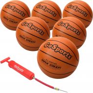 GoSports Indoor  Outdoor Rubber Basketball Six Pack with Pump & Carrying Bag