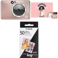 Canon Ivy CLIQ+ 2 Instant Camera Printer, Smartphone Printer, Rose Gold Canon Zink Photo Paper Pack, 50 Sheets