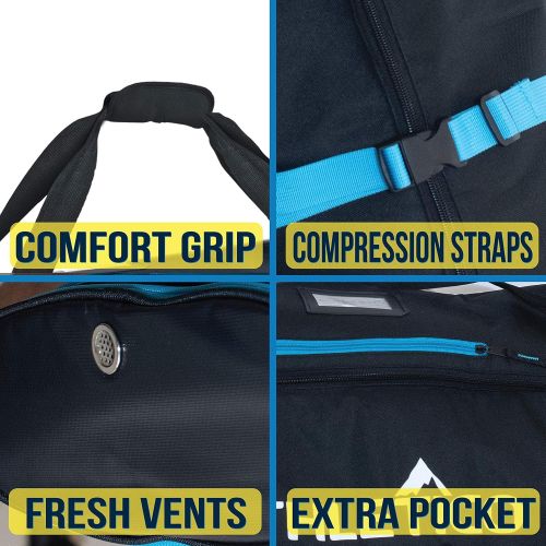  Athletico Dynamic Adjustable Length Ski Bag - Padded Ski Bag Adjusts from 170cm to 190cm