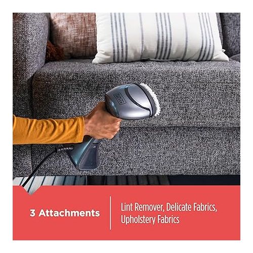  BLACK+DECKER Advanced Handheld Steamer HGS350, 45-Second Heat Up, 70% More Steam, Removes Wrinkles from Fabrics, Clothing and Upholstery