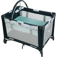 Graco Pack and Play On the Go Playard Includes Full-Size Infant Bassinet, Push Button Compact Fold, Stratus , 39.5x28.25x29 Inch (Pack of 1)