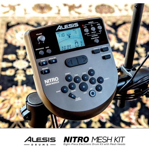  [아마존베스트]Alesis Drums Nitro Mesh Kit | Eight Piece All Mesh Electronic Drum Kit With Super Solid Aluminum Rack, 385 Sounds, 60 Play Along Tracks, Connection Cables, Drum Sticks & Drum Key I