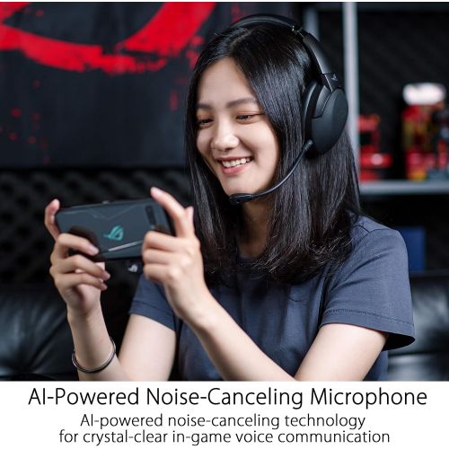 아수스 ASUS ROG Strix Go 2.4 Wireless Gaming Headset with USB C 2.4 GHz Adapter Ai Powered Noise Cancelling Microphone Over Ear Headphones for PC, Mac, Nintendo Switch, and PS5/4