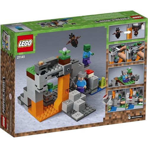  LEGO Minecraft The Zombie Cave 21141 Building Kit with Popular Minecraft Characters Steve and Zombie Figure, separate TNT Toy, Coal and more for Creative Play for 84 months to 168 months (241 Pieces)
