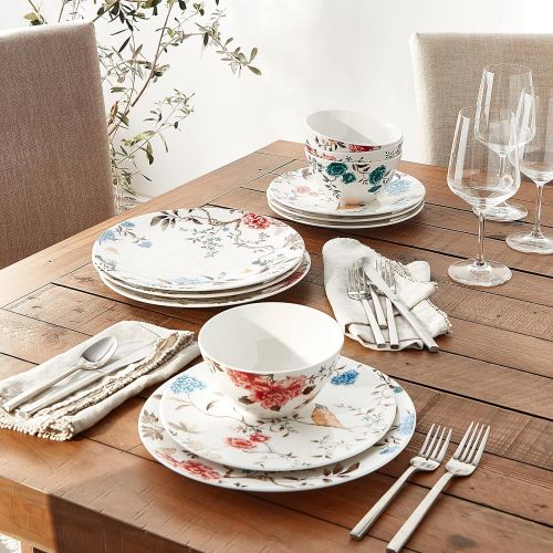 레녹스 Lenox Sprig & Vine 12-Piece Dinnerware Set, 17.30 LB, White