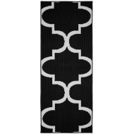 Garland Rug Large Quatrefoil Area Rug, 2 x 5, Black/White