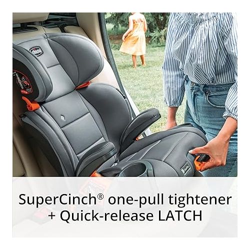 치코 Chicco KidFit® ClearTex® Plus 2-in-1 Belt-Positioning Booster Car Seat, Backless and High Back Booster Seat, for Children Aged 4 Years and up and 40-100 lbs. | Drift/Grey