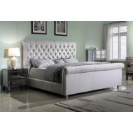 Best Master Furniture JC100 Jean-Carrie Upholstered Sleigh Bed Cal. King Beige