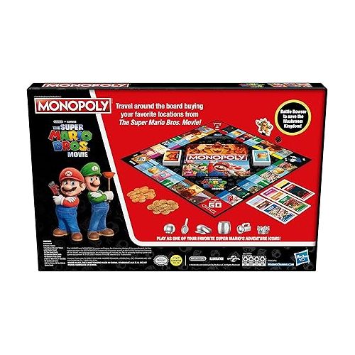 모노폴리 Monopoly The Super Mario Bros. Movie Edition Kids Board Game, Family Games for Super Mario Fans, Includes Bowser Token, Ages 8+