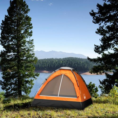  2 Person Dome Tent - Rain Fly & Carry Bag - Easy Set Up-Great for Camping, Backpacking, Hiking & Outdoor Music Festivals by Wakeman Outdoors (Orange)