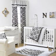 Black and White Tile Print 4 Piece Baby Crib Bedding Set by The Peanut Shell