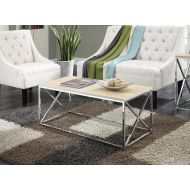 Convenience Concepts Belaire Coffee Table, Chrome/Weathered White