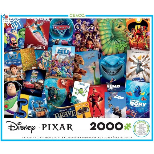  Ceaco 2000 Piece Disney / Pixar Movie Posters Jigsaw Puzzle, Kids and Adults, 5