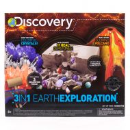 Discovery 3-In-1 Earth Exploration Stem Science Kit by Horizon Group Usa, Grow Colorful Crystals, Excavate & Dig 11 Real Gemstones, Build & Color Your Own Glowing Volcano