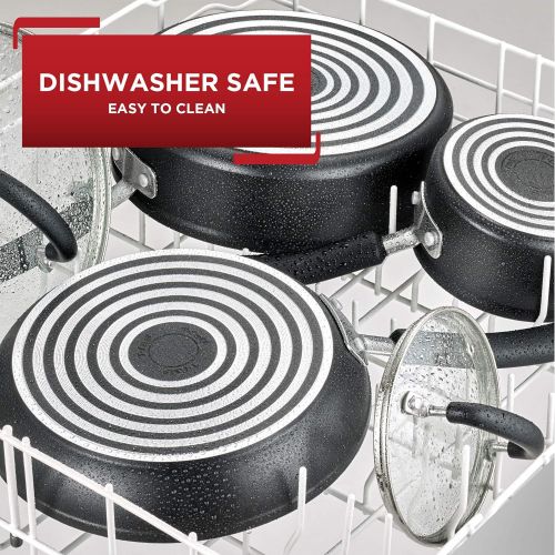  T-fal Cookw G917SE64 Initiatives Ceramic Nonstick Dishwasher Safe Toxic Free 14-Piece Cookware Set, Black