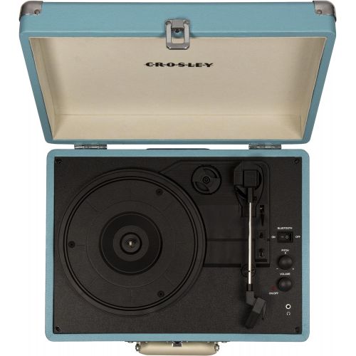 크로슬리 Visit the Crosley Store Crosley Cruiser Deluxe Vintage 3-Speed Bluetooth Suitcase Turntable, Turquoise
