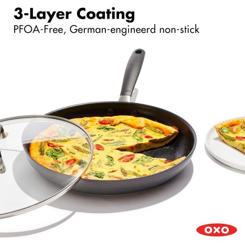 옥소 OXO Good Grips Hard Anodized PFOA-Free Nonstick 12 Frying Pan Skillet with Lid, Black