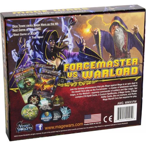  Arcane Wonders Mage Wars Forcemaster vs. Warlord Expansion Board Game