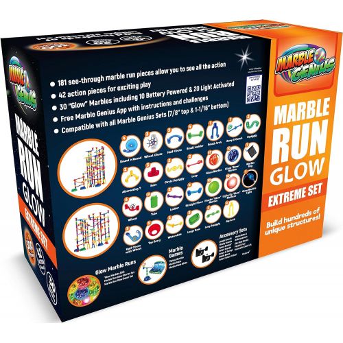  [아마존베스트]Marble Genius Glow Marble Run Extreme Set - 300 Complete Pieces + Free Instruction App & Full Color Instruction Manual