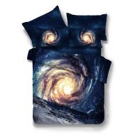 Cliab Spiral Galaxy Bedding Twin Size Blue for Kids Boys Girls Duvet Cover Set 5 Pieces(Fitted Sheet Included)