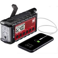 [아마존베스트]Midland - ER310, Emergency Crank Weather AM/FM Radio - Multiple Power Sources, SOS Emergency Flashlight, Ultrasonic Dog Whistle, & NOAA Weather Scan + Alert (Red/Black)