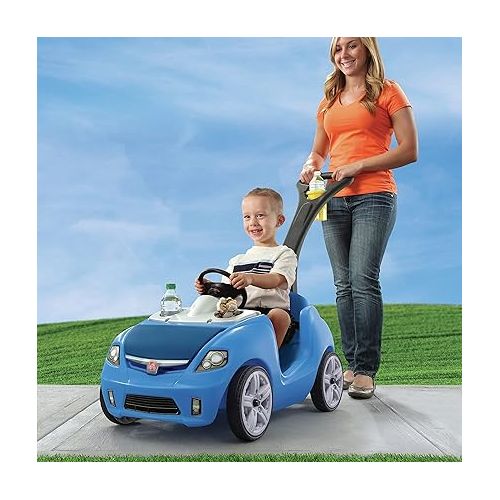 스텝2 Step2 Whisper Ride II Kids Push Cars, Ride On Car, Seat Belt, Horn, Toddlers Ages 1.5 - 4 Years Old, Max Weight 50 lbs., Quick Storage, Stroller Substitute, Blue