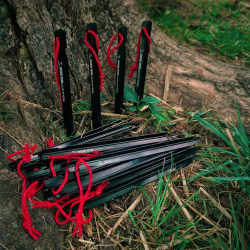  Wise Owl Outfitters Tent Stakes - 16 Pack, Lightweight, Heavy Duty Camping Stakes for Outdoor Tent & Tarp - Essential Camping Accessories