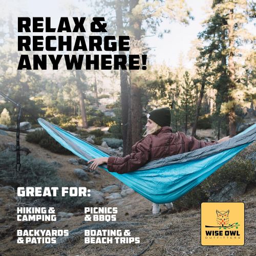  Wise Owl Outfitters Hammock Camping Double & Single with Tree Straps - USA Based Hammocks Brand Gear, Indoor Outdoor Backpacking Survival & Travel, Portable