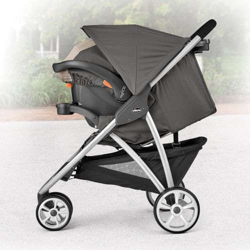 치코 Chicco Viaro Quick-Fold Travel System Includes Infant Car Seat and Base Stroller and Car Seat Combo Baby Travel Gear Techna/Black/Silver