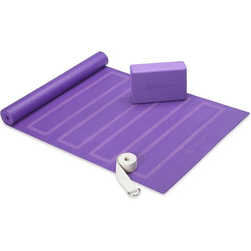  Gaiam Beginners Yoga Starter Kit (Yoga Mat, Yoga Block, Yoga Strap)