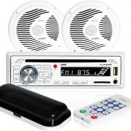 [아마존베스트]Pyle Marine Stereo Receiver Speaker Kit - In-Dash LCD Digital Console Built-in Bluetooth & Microphone 6.5” Waterproof Speakers (2) w/ MP3/USB/SD/AUX/FM Radio Reader & Remote Control - P