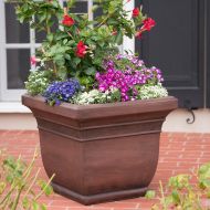Christopher Knight Home Sally Outdoor Dark Brown Finished Cast Stone Planter