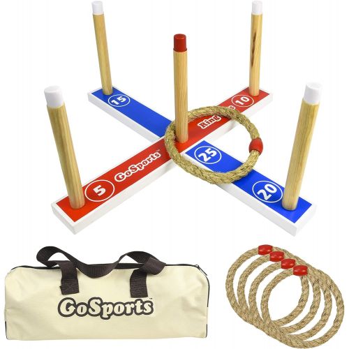  GoSports Premium Wooden Ring Toss Game with Carrying Case, Outdoor Fun for Kids and Adults