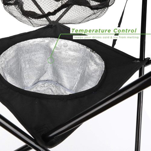  Mind Reader TAILGABLE-BLK Collapsible Folding Table with Insulated Cooler, Food Basket, and Travel Bag for Barbeque, Picnic, Camping, and Tailgate, Black