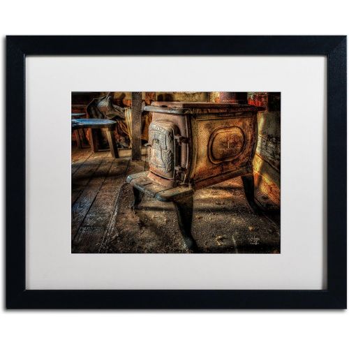  Trademark Fine Art Liberty Wood Stove Artwork by Lois Bryan, 16 by 20 Inch, White Matte with Black Frame