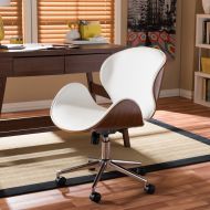 Baxton Studio Carson Carrington Nybro Walnut Wood Modern Office Chair White