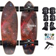LOSENKA 30 inch Slide Street Surf Skateboard Longboard Skateboard Cruiser with All-in-one T-Tool and Protective Gear for Kids Teen Adults