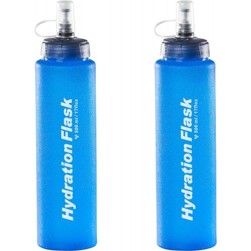  Azarxis TPU Soft Flask Running Water Bottles Collapsible BPA-Free for Hydration Pack - Ideal for Running Hiking Cycling Climbing (500ml/16.9oz - 2 Pack)