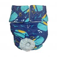 Barkerwear Dog Diapers - Made in USA - Blue Whale Washable Dog Diaper for Incontinence, Housetraining and Dogs in Heat