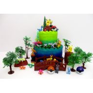 Pikachu and Friends Deluxe Birthday Cake Topper Set Featuring RANDOM Character Figures and Decorative Themed Accessories
