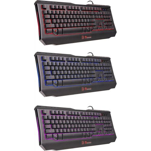  Thermaltake Tt eSPORTS Knucker 4-in-1 3 Color Membrane Keyboard & 2400 DPI Avago 5050 Optical Gaming Mouse & Headset & Mouse Pad Combo Kit KB-GCK-PLBLUS-01