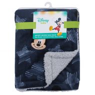 Disney Mickey Mouse Hello World Star/Icon Super Soft Double Sided Velour/Sherpa Baby Blanket,...