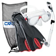 Cressi Palau Mask Fin Snorkel Set with Snorkeling Gear Bag, Red, M/L | (Mens 7-10) (Womens 8-11)