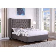 Best Master Furniture T1920 Holland Tufted Platform Bed, Queen Grey
