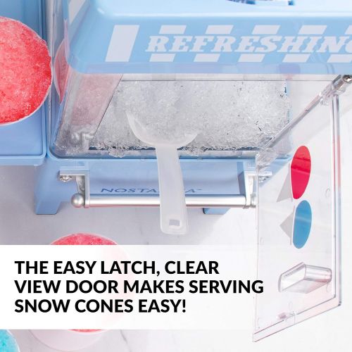  [아마존베스트]Nostalgia SCM525BL Vintage Countertop Snow Cone Maker Makes 20 Icy Treats, Includes 2 Reusable Plastic Cups & Ice Scoop  Blue