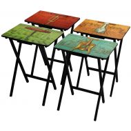 ORIENTAL FURNITURE Vineyards of France TV Tray Set with Stand