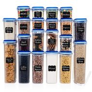 LARGEST Set of 40 Pc Food Storage Containers (20 Container Set) Shazo Airtight Dry Food Space saver w/Innovative Dual Utility Interchangeable Lid, FREE 27 Chalkboard Labels + Marke