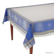 Occitan Imports Senanque Ecru/Bleu Jacquard French Tablecloth, 63 x 98 (6-8 People)