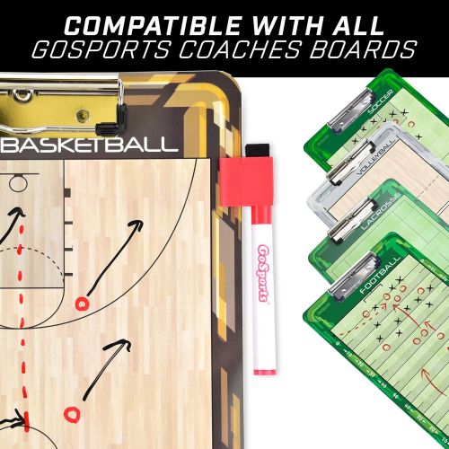  GoSports Coaches Boards - 2 Sided Premium Dry Erase Clipboards - Choose from Baseball, Basketball, Football, Soccer, Hockey, Lacrosse, or Volleyball